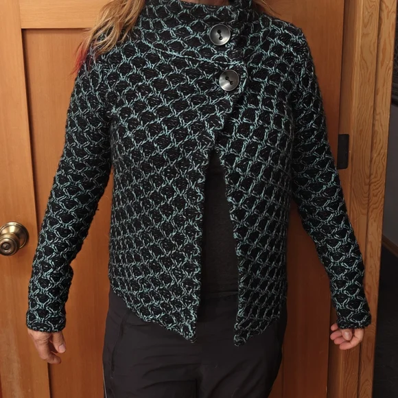 Krimson Klover Black and Blue Patterned Sweater - Picture 8 of 8